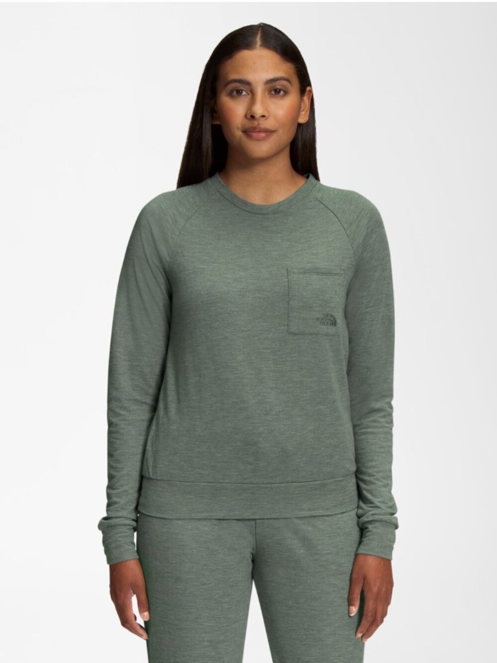 The North Face | Westbrae Knit Crew | Olive | Chest Pocket | Size = M